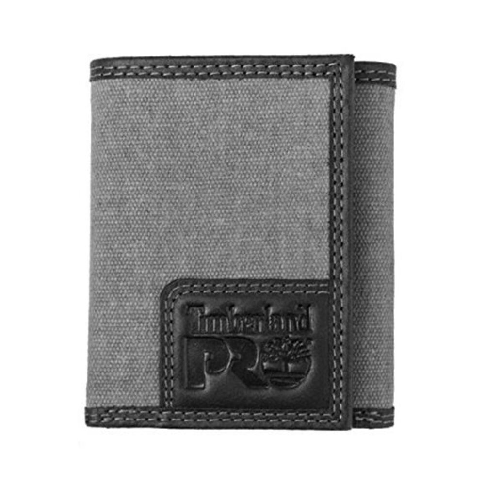RFID Trifold Wallet Canvas Leather Men's Zippered Pocket